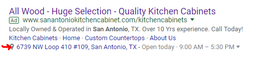Location Extension Google Adwords San Antonio